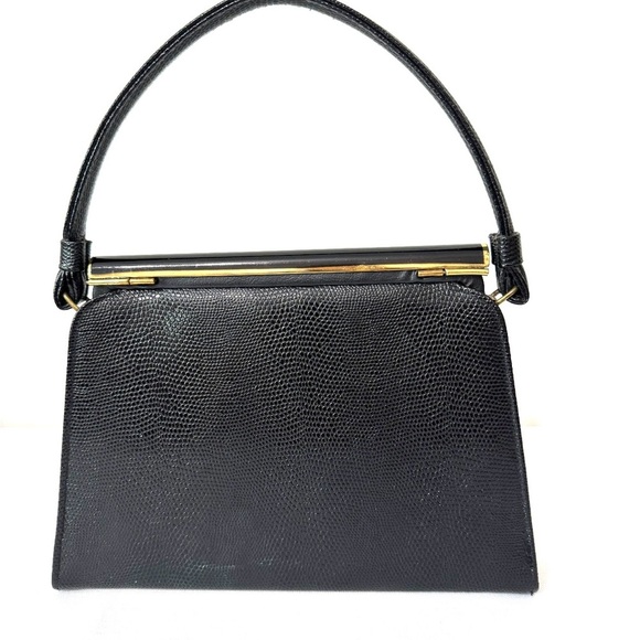 Vintage black 50s after five lizard embossed bag - Picture 2 of 7